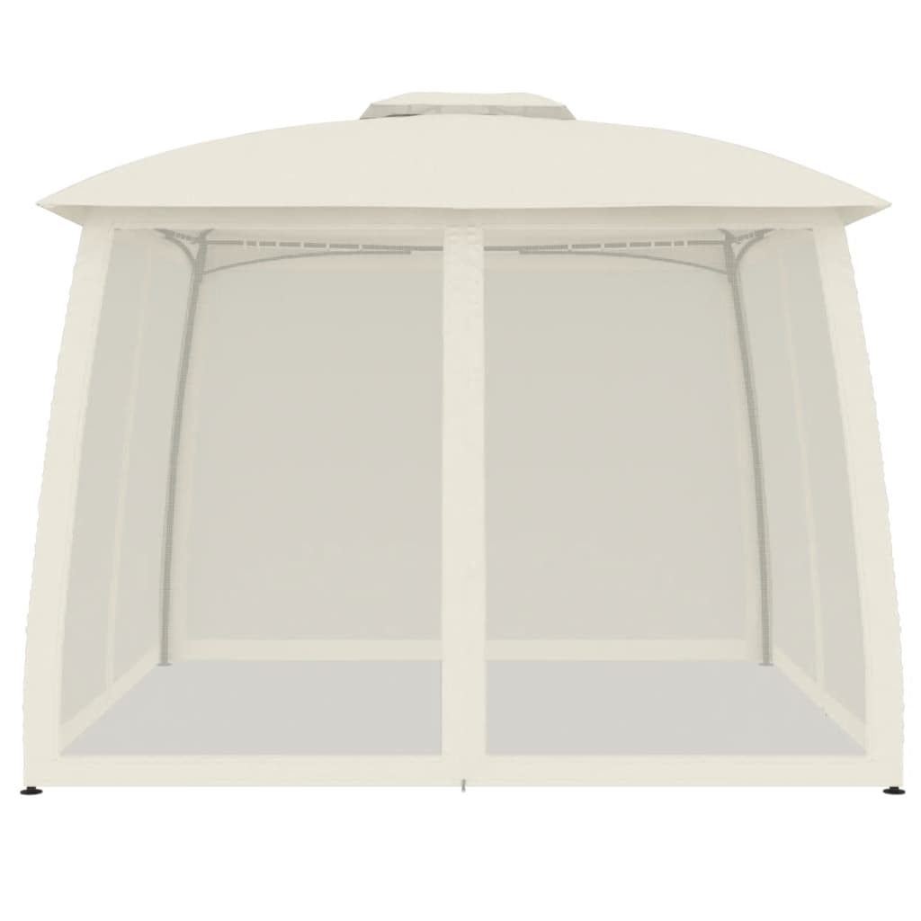 vidaXL Gazebo con Tetto Doppio e Pareti Rete Crema 2,93x2,93 m Acciaio