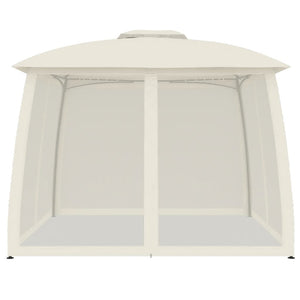 vidaXL Gazebo con Tetto Doppio e Pareti Rete Crema 2,93x2,93 m Acciaio