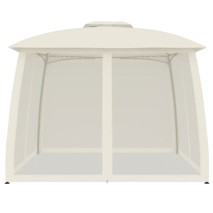 vidaXL Gazebo con Tetto Doppio e Pareti Rete Crema 2,93x2,93 m Acciaio