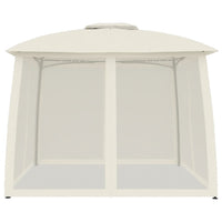 Gazebo con Tetto Doppio e Pareti Rete Crema 2,93x2,93 m Acciaio 368448