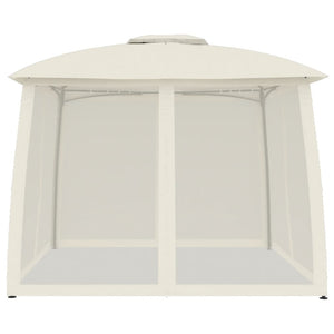 Gazebo con Tetto Doppio e Pareti Rete Crema 2,93x2,93 m Acciaio 368448