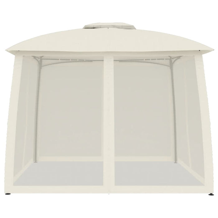 Gazebo con Tetto Doppio e Pareti Rete Crema 2,93x2,93 m Acciaio 368448