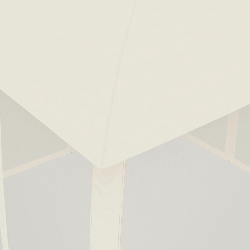 Gazebo con Tetto Doppio e Pareti Rete Crema 2,93x2,93 m Acciaio 368448