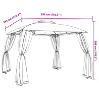 Gazebo con Tetto Doppio e Pareti Rete Crema 2,93x2,93 m Acciaio 368448