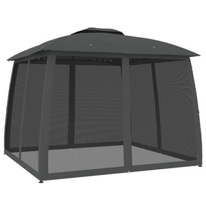 vidaXL Gazebo Tetto Doppio e Pareti Rete Antracite 2,93x2,93 m Acciaio