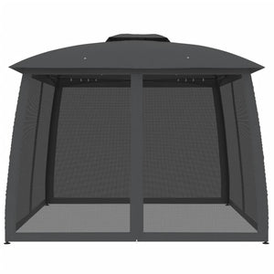 Gazebo Tetto Doppio e Pareti Rete Antracite 2,93x2,93 m Acciaio 368449