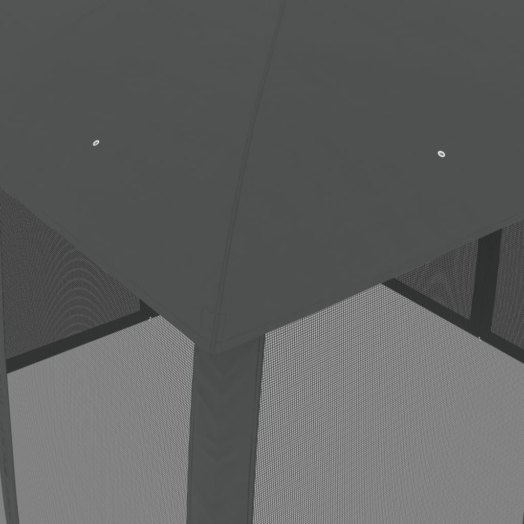 Gazebo Tetto Doppio e Pareti Rete Antracite 2,93x2,93 m Acciaio 368449