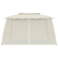 Gazebo con Tetto Doppio e Pareti Rete Crema 3,93x2,93 m Acciaio 368451
