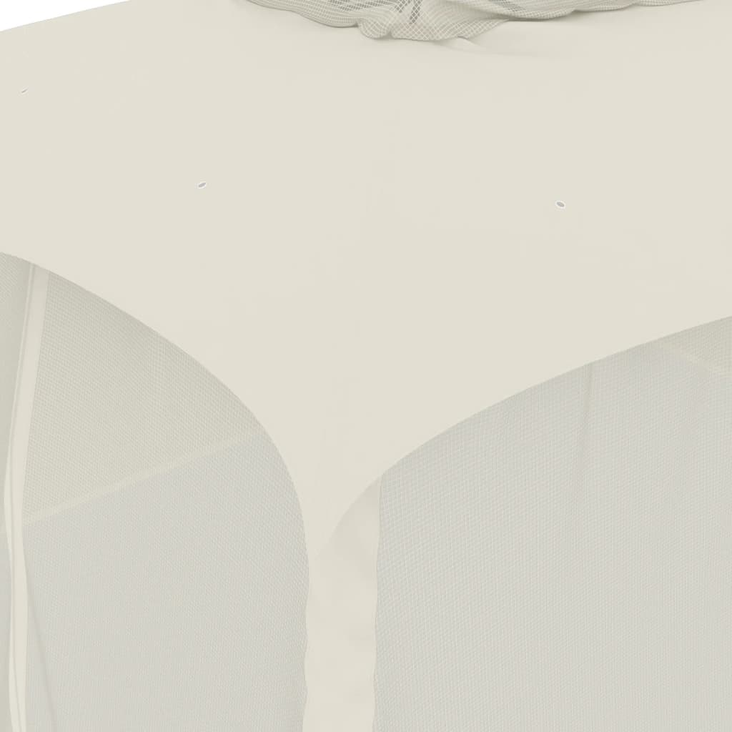Gazebo con Tetto Doppio e Pareti Rete Crema 3,93x2,93 m Acciaio 368451