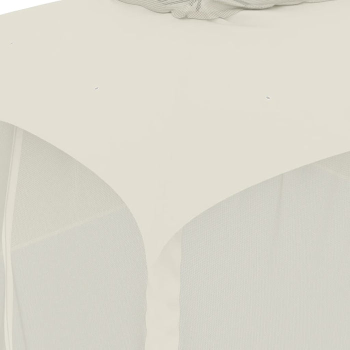 Gazebo con Tetto Doppio e Pareti Rete Crema 3,93x2,93 m Acciaio