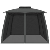Gazebo Tetto Doppio e Pareti Rete Antracite 3,93x2,93 m Acciaio 368452