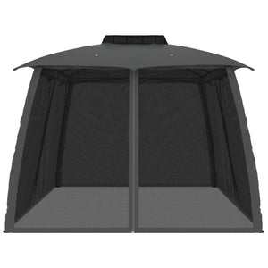 Gazebo Tetto Doppio e Pareti Rete Antracite 3,93x2,93 m Acciaio 368452