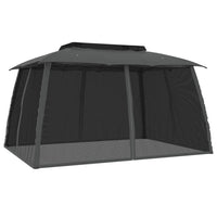 Gazebo Tetto Doppio e Pareti Rete Antracite 3,93x2,93 m Acciaio 368452