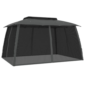 Gazebo Tetto Doppio e Pareti Rete Antracite 3,93x2,93 m Acciaio 368452