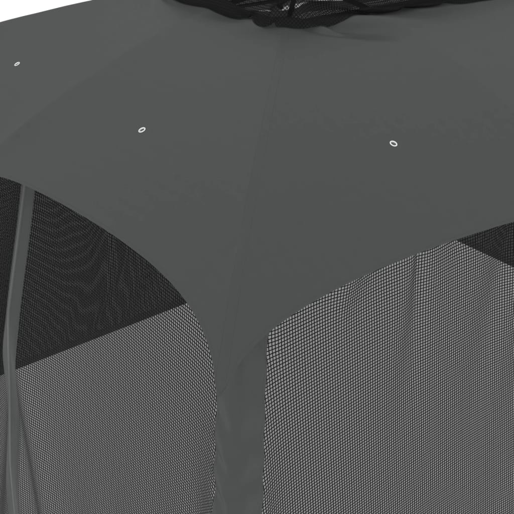 Gazebo Tetto Doppio e Pareti Rete Antracite 3,93x2,93 m Acciaio 368452
