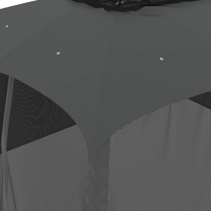 Gazebo Tetto Doppio e Pareti Rete Antracite 3,93x2,93 m Acciaio 368452
