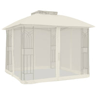 vidaXL Gazebo con Tetto Doppio e Pareti Rete Crema 2,94x2,94 m Acciaio