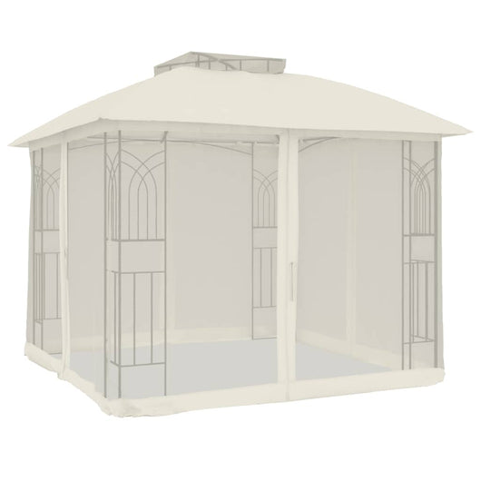 vidaXL Gazebo con Tetto Doppio e Pareti Rete Crema 2,94x2,94 m Acciaio