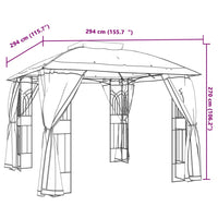 Gazebo Tetto Doppio e Pareti Rete Antracite 2,94x2,94 m Acciaio 368455