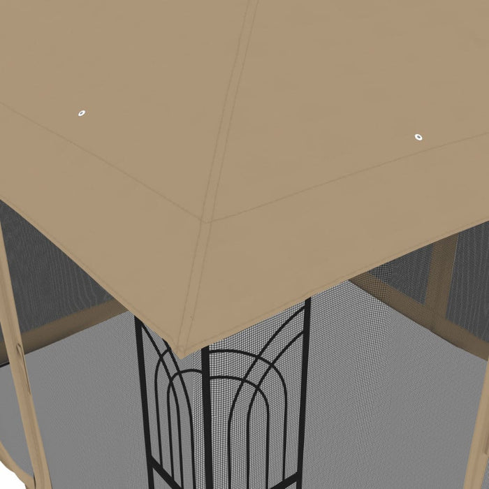 vidaXL Gazebo con Tetto Doppio/Pareti Rete Tortora 2,94x2,94 m Acciaio