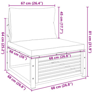 Divano da Giardino Senza Braccioli con Cuscini Massello Acacia