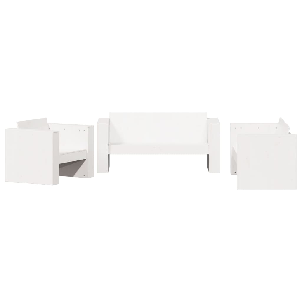 Set Salotto da Giardino 2 pz Bianco in Legno Massello di Pino 3216896
