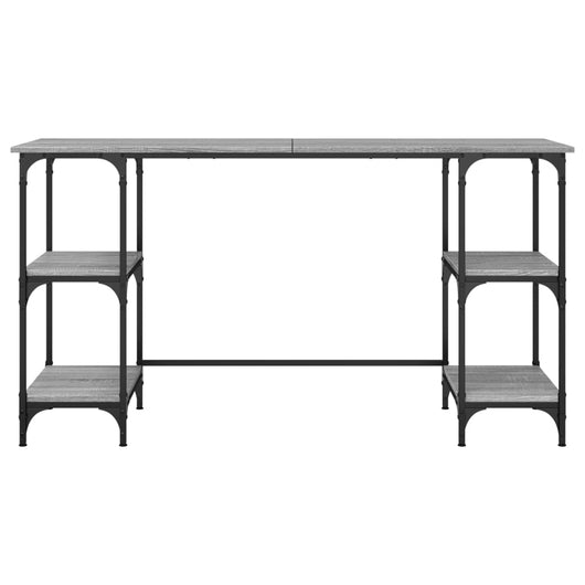 Scrivania tavolo postazione di lavoro mobile per computer studio sonoma 140 x 50 x 75 cm metallo e derivati ​​del legno grigio 02_0023959