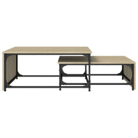 Tavolini Impilabili 2pz Rovere Sonoma in Multistrato e Metallo 845332