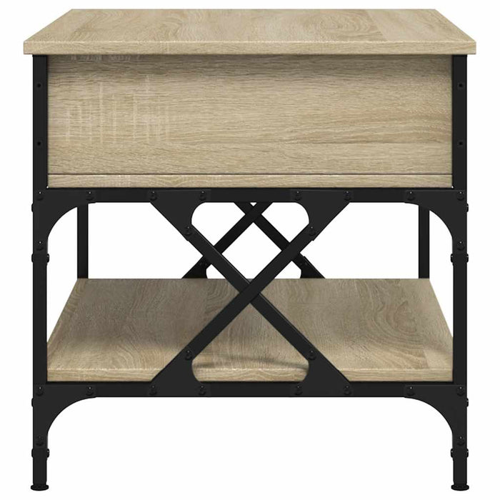 Tavolino Salotto Rovere Sonoma 70x50x50 cm Multistrato Metallo 845352
