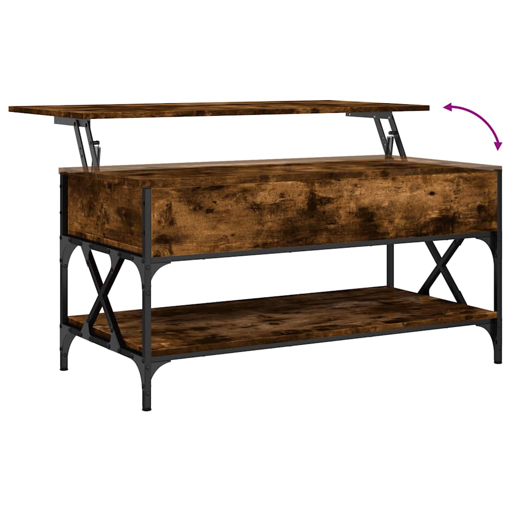 Tavolino Salotto-Tavolino da soggiorno-Tavolo Rovere Fumo 100x50x50 cm Multistrato e Metallo