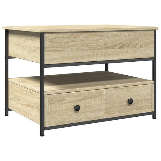 Tavolino Salotto Rovere Sonoma 70x50x50 cm Multistrato Metallo 845382