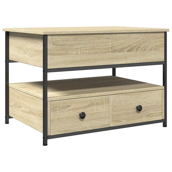 Tavolino Salotto Rovere Sonoma 70x50x50 cm Multistrato Metallo 845382