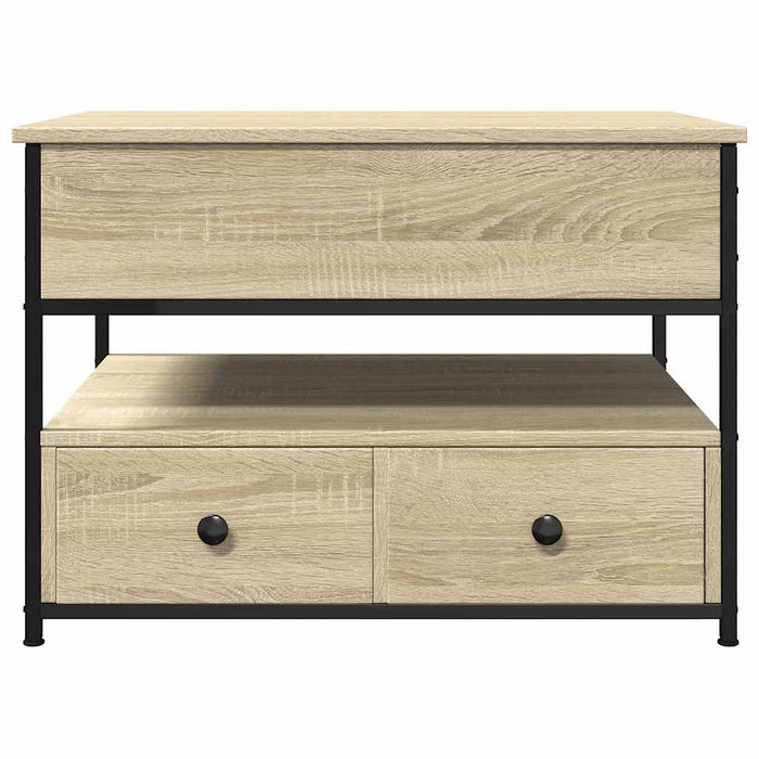 Tavolino Salotto Rovere Sonoma 70x50x50 cm Multistrato Metallo 845382