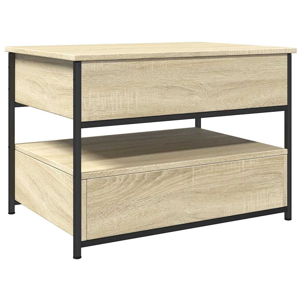 Tavolino Salotto Rovere Sonoma 70x50x50 cm Multistrato Metallo 845382