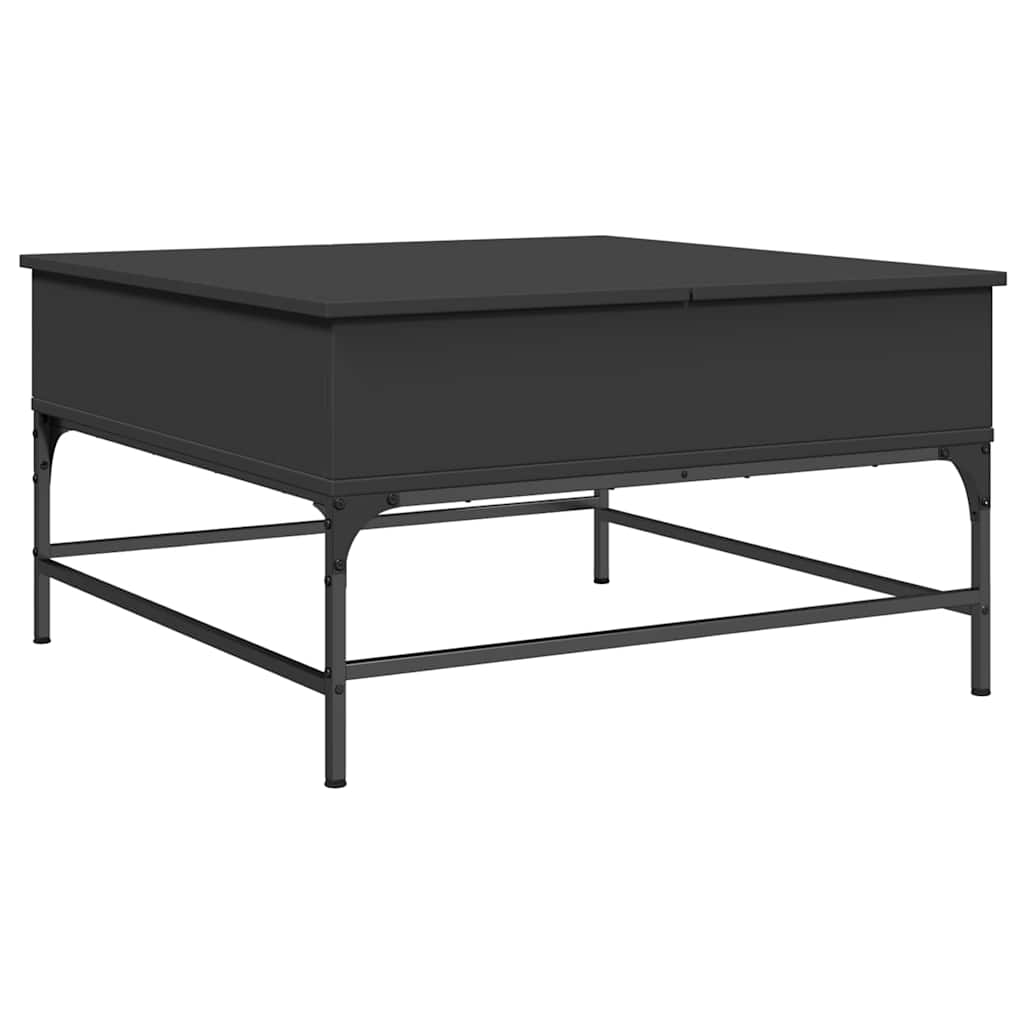 Tavolino da Salotto Nero 80x80x45cm Legno Multistrato e Metallo 845401