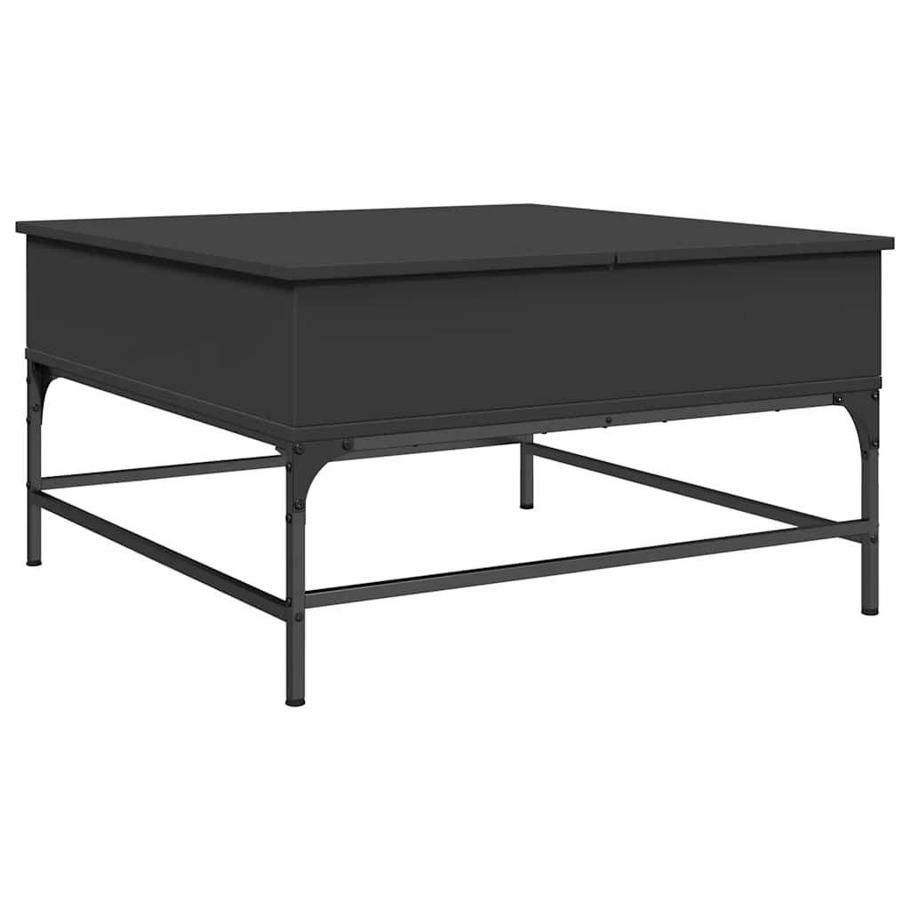 Tavolino da Salotto Nero 80x80x45cm Legno Multistrato e Metallo 845401