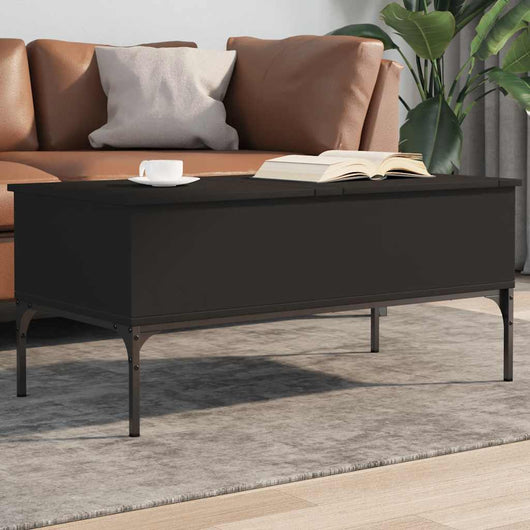 Tavolino Salotto-Tavolino da soggiorno-Tavolo Nero 100x50x45 cm Legno Multistrato e Metallo 111205