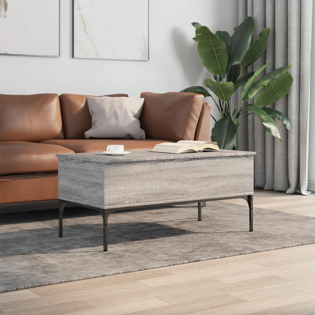 Tavolino-Tavolino da soggiorno-Tavolo Grigio Sonoma 100x50x45 cm Legno Multistrato e Metallo 245325