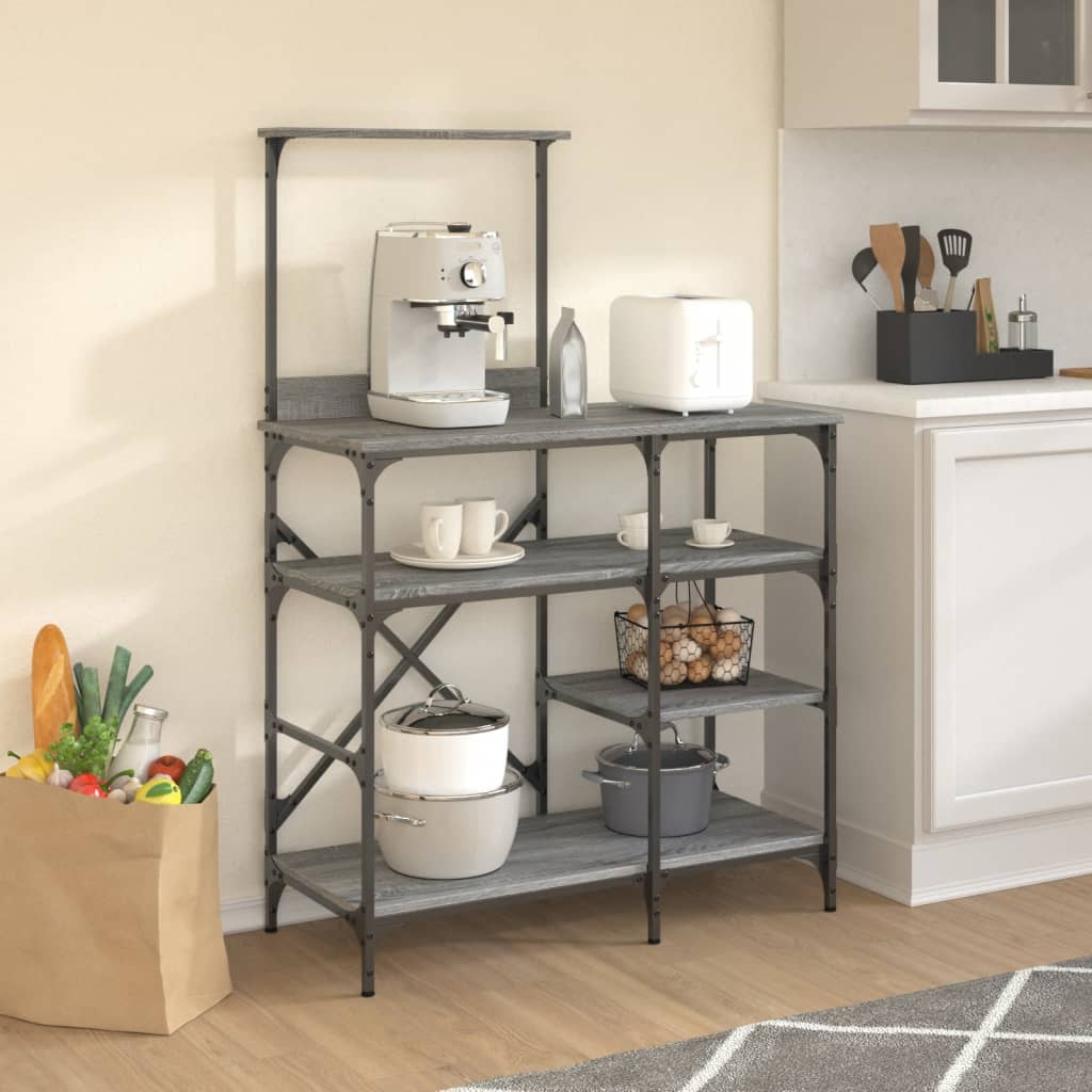 Mobile Cucina Grigio Sonoma 90x40x132 cm Multistrato e Metallo 845419