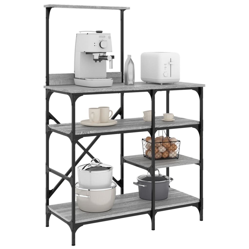 Mobile Cucina Grigio Sonoma 90x40x132 cm Multistrato e Metallo 845419