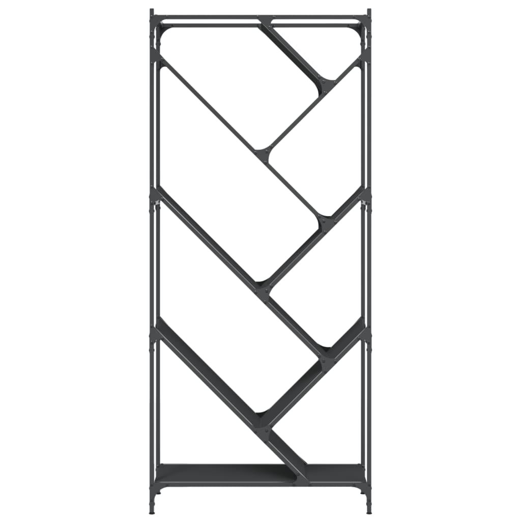 Libreria Nera 79x30x180 cm in Legno Multistrato e Metallo 845431