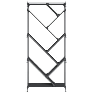 Libreria Nera 79x30x180 cm in Legno Multistrato e Metallo 845431