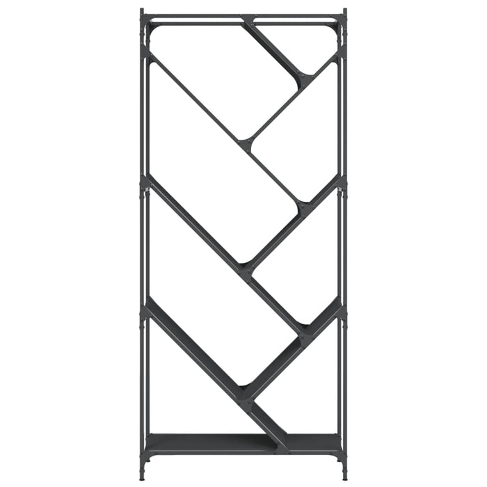 Libreria Nera 79x30x180 cm in Legno Multistrato e Metallo 845431