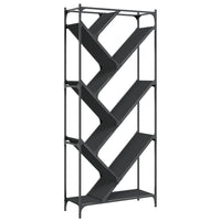 Libreria Nera 79x30x180 cm in Legno Multistrato e Metallo 845431