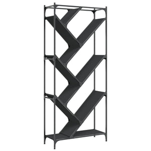 Libreria Nera 79x30x180 cm in Legno Multistrato e Metallo 845431