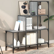 Libreria-Scaffale per Libri-Mobile di Stoccaggio Grigio Sonoma 92x30x102 cm Legno Multistrato e Metallo