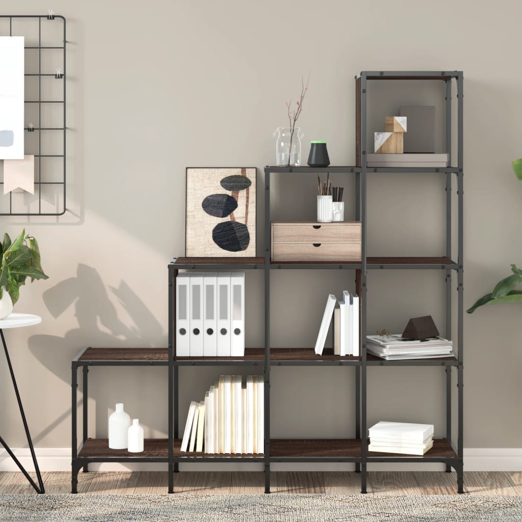Libreria Rovere Marrone 122x30x132 cm Legno Multistrato Metallocod mxl 113912