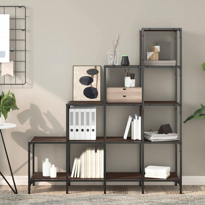 Libreria Rovere Marrone 122x30x132 cm Legno Multistrato Metallocod mxl 113912
