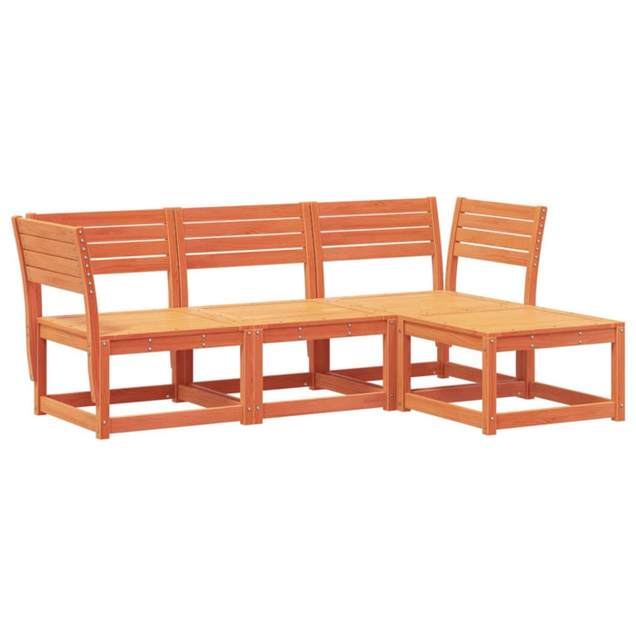 Set Salotto da Giardino 4 pz Marrone Cera Legno Massello Pino