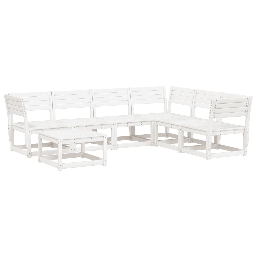 Set Salotto da Giardino 7 pz Bianco in Legno Massello di Pino